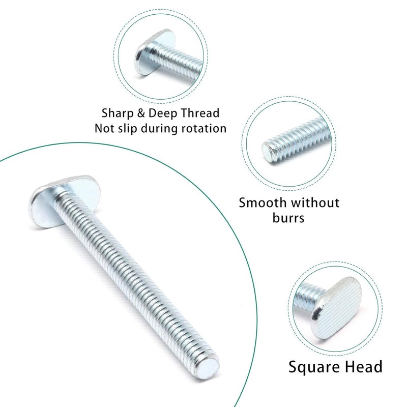 BUXIMN 22pcs 1/4"-20 T Track Bolts for T Track, 2-1/2"Length Universal T-Slot Bolts, T-Thread Bolt for Woodworking - Image 3